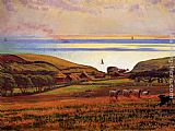 William Holman Hunt Fairlight Downs, Sunlight on the Sea painting